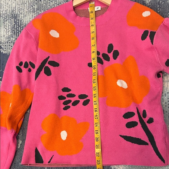 Sugarlips Vibrant Pink and Orange Floral Sweater - Picture 4 of 5